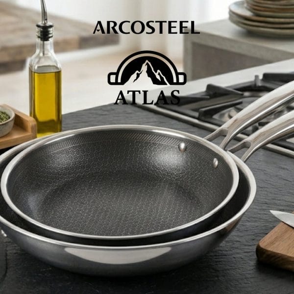 זוג מחבתות אטלס נירוסטה 24 ו-28 ס"מ ARCOSTEEL